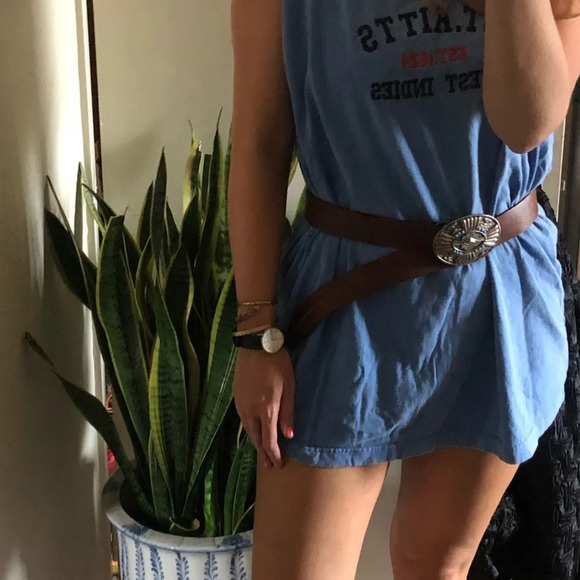 Vintage St Kitts West Indies sleeveless tunic top Blue retro oversized top 1980s - Picture 9 of 9